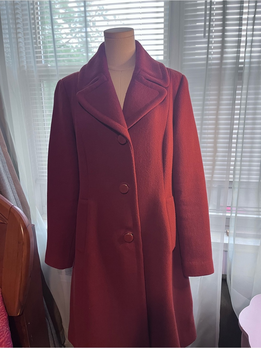 kate spade Long Red Wool Pea Coat